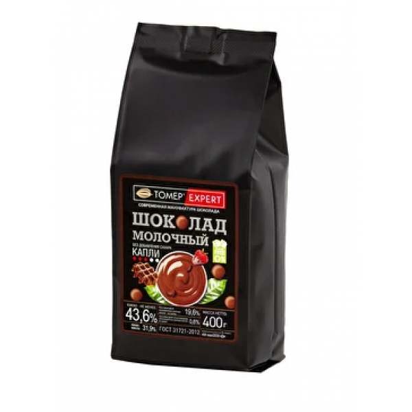 Шоколад Молочный 43,6% без сахара в каллетах (каплях) 400 г